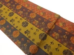 縞に花輪・向かい鳥模様織出し名古屋帯